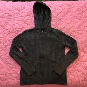 Grey Knit Zip Up Cardigan